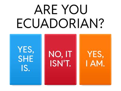 EIA1 U3 - VERB TO BE- YES/ NO QUESTIONS