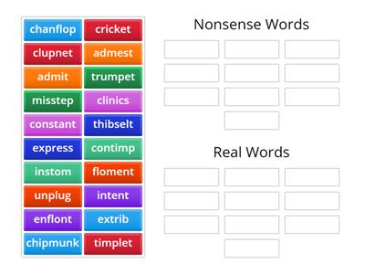 Wilson 3.2 - Nonsense Word Sort