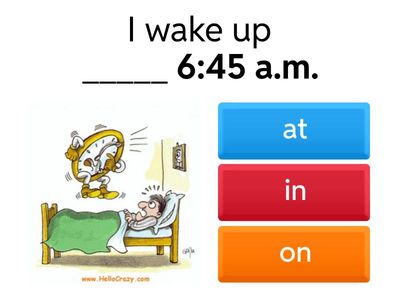 Prepositions of time: in, on, at 