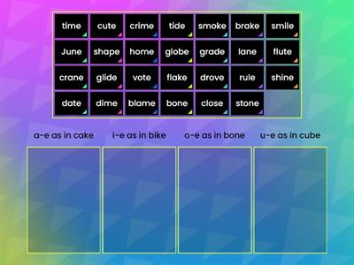  Silent e Sort with a-e, i-e, o-e, u-e