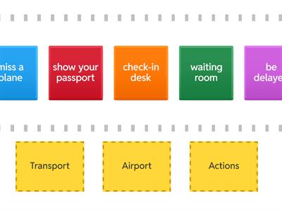 Unit 1: Travel time! Classify the words