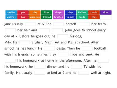 READY Present simple - daily routine - 3rd person singular