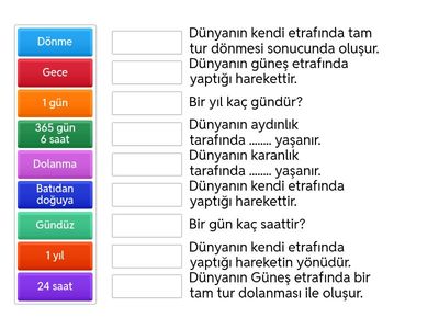 Dünyamızın hareketleri 4. Sınıf