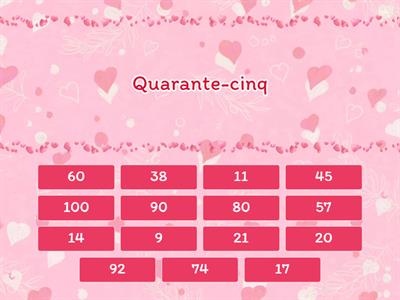 Les nombres de 0 à 100