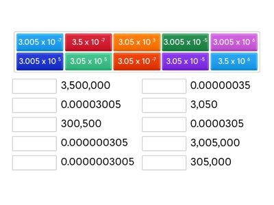  Scientific Notation Match Up #1