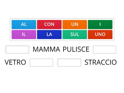 Completa la frase con articoli e preposizioni giuste