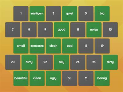 Opposite adjectives memory game