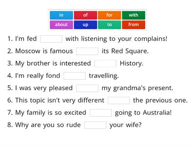 Prepositions after adjectives