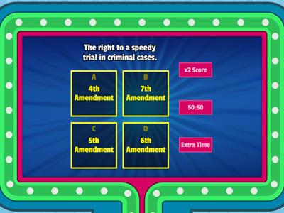 Game Quiz Show about the Bill of Rights