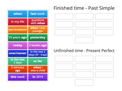  Present Perfect vs Past Simple Time expressions