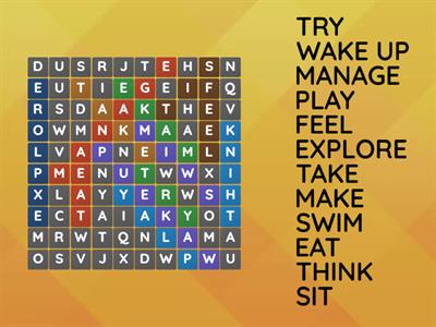 Find 12 verbs in English 