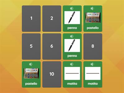 Memory oggetti di scuola