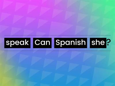 Unjumble sentences with modal verb can