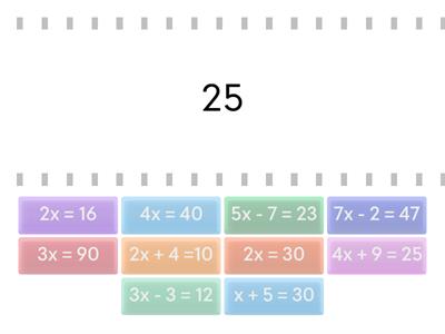 Algebra: Matching equations to Answers