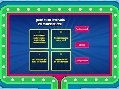Cuestionario de 100 preguntas sobre los intervalos y la funcion lienal