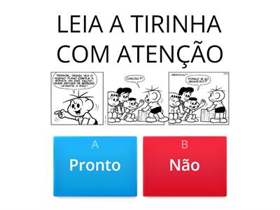 Tirinha - interpretação de texto