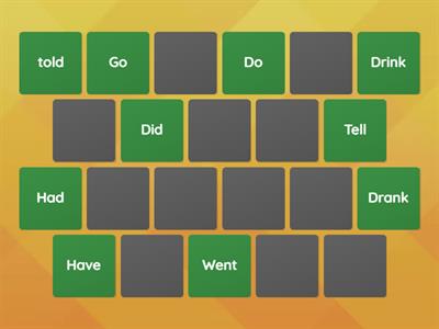 Memory game - past simple regular and irregular verbs