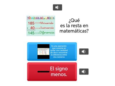 Concepto de la resta