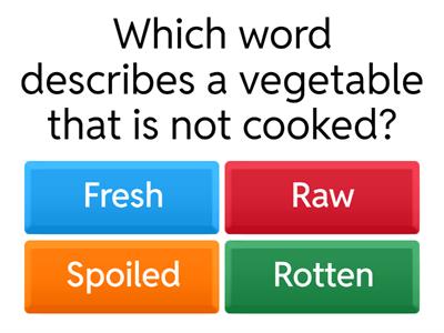 Fruits and Vegetables Vocabulary Quiz