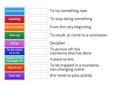 Match the expressions with their definitions