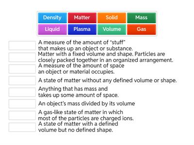 Mass, Matter, Density and Volume Vocab