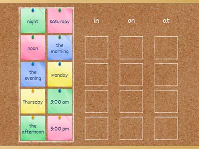 Gr 2 in on at time preposition