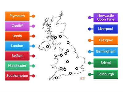 Location of Major UK Cities