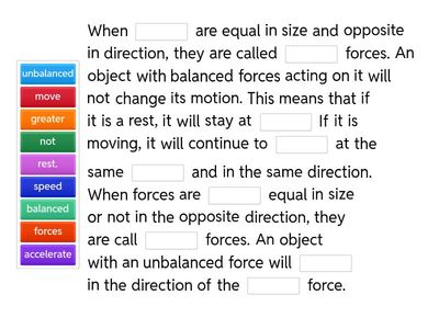 Balanced and Unbalanced Forces