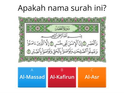 Kuiz Surah Al-Asr Tahun 3, Teks muka surat 8-13.