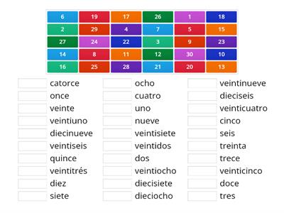 Spanish numbers 1 - 30