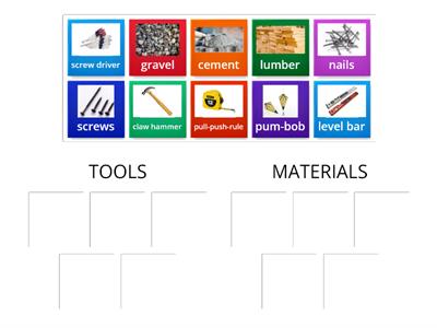 MATERIALS, TOOLS AND EQUIPMENT