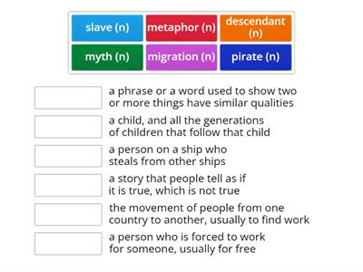 St Patrick's day - match the words with their definitions