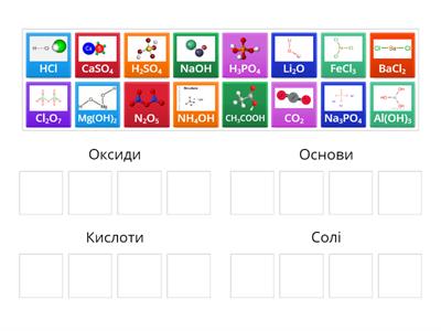 Класи неорганічних сполук:оксиди, кислоти, основи, солі