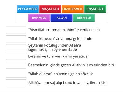 4. Sınıf Din Kültürü 1. Ünite Kavramlar