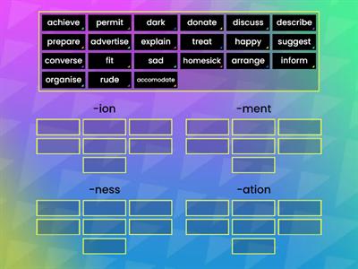 8E. Solutions elementary. Noun suffixes.