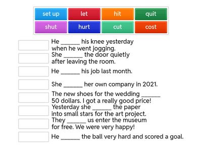 Irregular Simple Past Verbs - Set 5 - Fill in the blanks