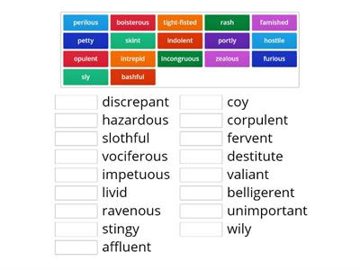 Match synonyms - CPE- Vocabulary 5