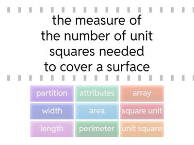 Area and Perimeter vocabulary