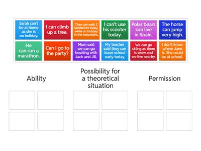 CAN FOR ABILITY - POSSIBILITY - PERMISSION