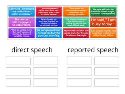 Direct or reported speech - sorting activity