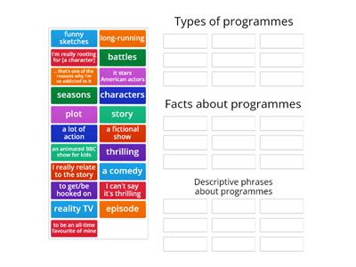 Vocabulary for talking about TV programmes