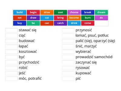 czasowniki nieregularne część 1 PL