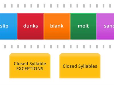 Speed Sorting Fundations Level 2 Closed or Exception Syllables?