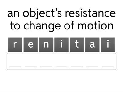 First Law of Motion Vocabulary -