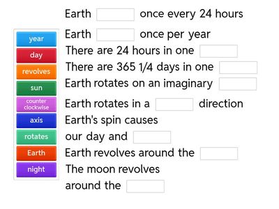 Rotation and Revolution: Complete the Sentence