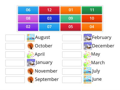 match up numbers and months with sound
