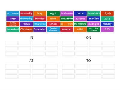 Prepositions at in to on