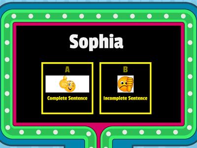 Complete/Incomplete Sentence Quiz Game