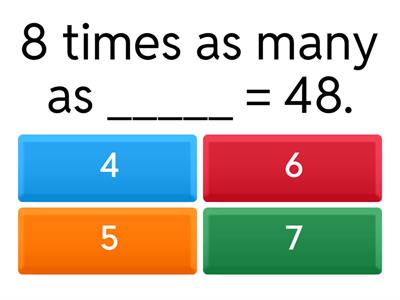 4 Questions Multiplicative Comparisons Review