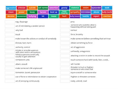 Bullying Vocabulary